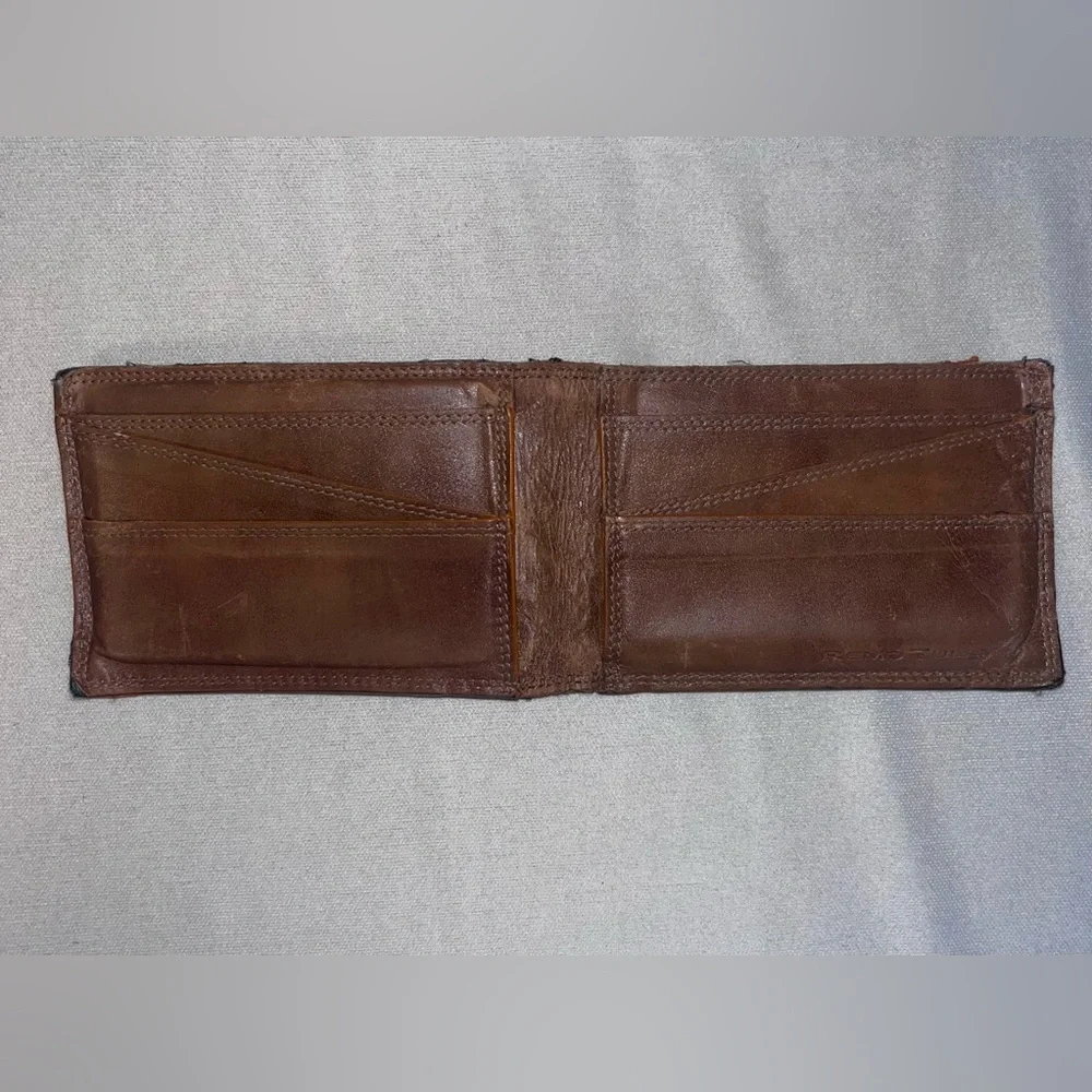 VINTAGE Remo Tulliani Thin Light Brown (Caramel) Soft Leather Bifold Wallet